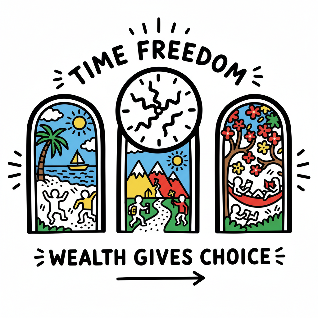 Image representing time freedom and choice that wealth provides