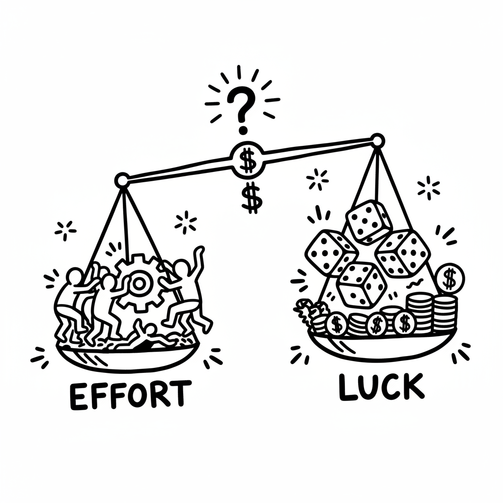 Graphic depicting luck versus effort in finance