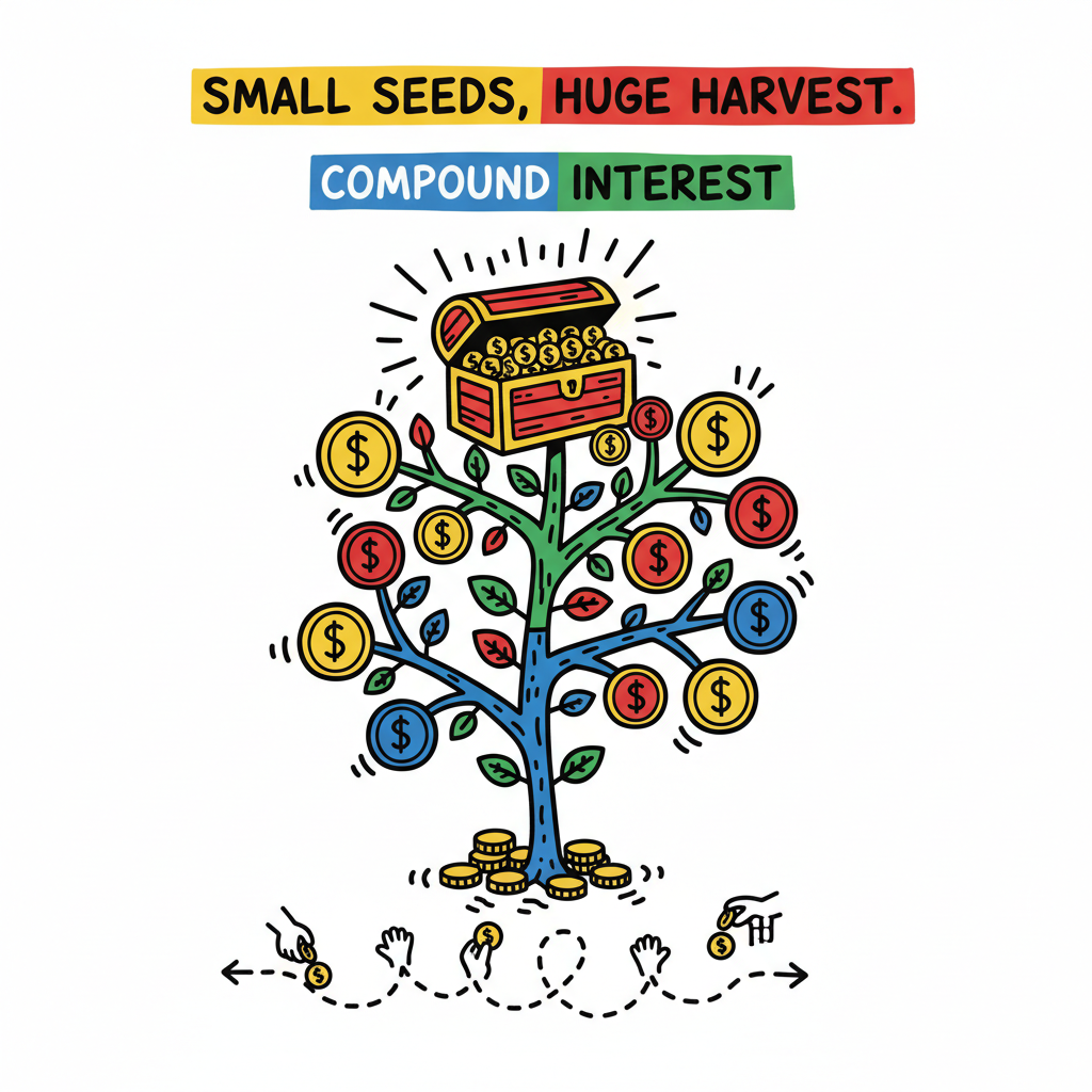 Graphic illustrating the concept of compound interest