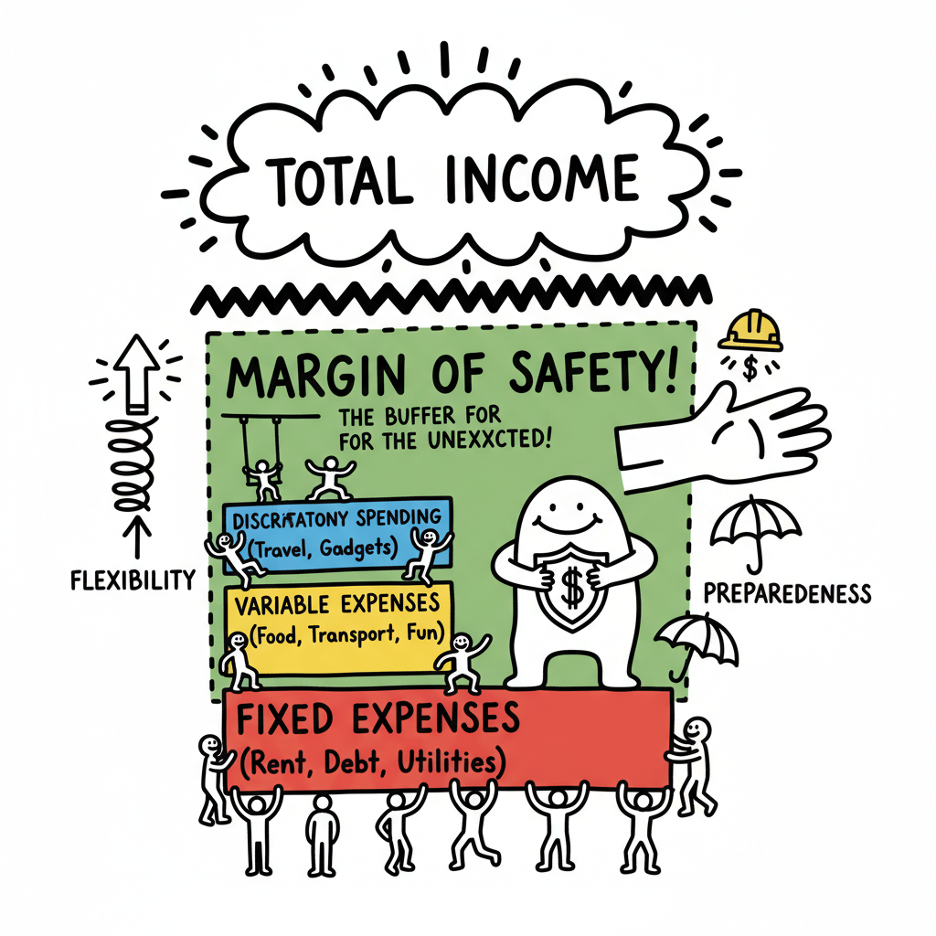 Diagram illustrating margin of safety in finance